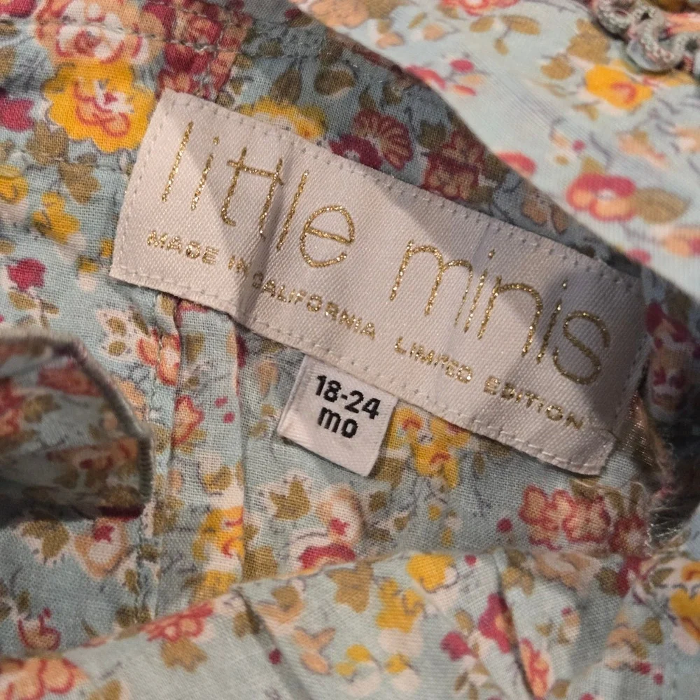 Little Minis Floral Ruffle Romper Light Blue Pink‎ Cotton 18-24 Months